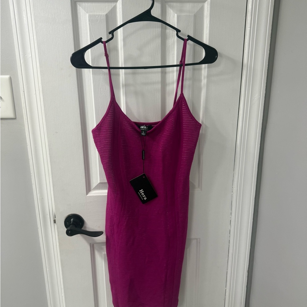 Pink Ribbed Bodycon Dress Hera size large